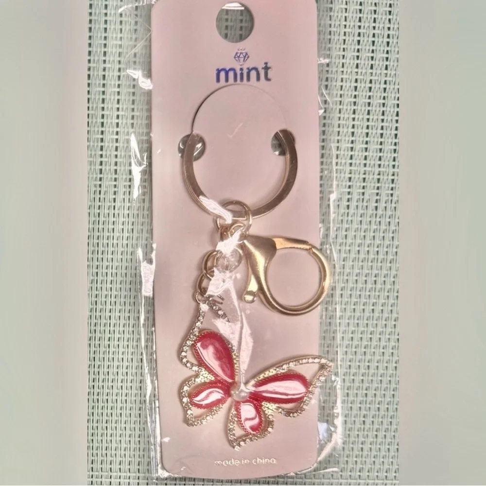 Elegant Butterfly Keychain with Gold Accents